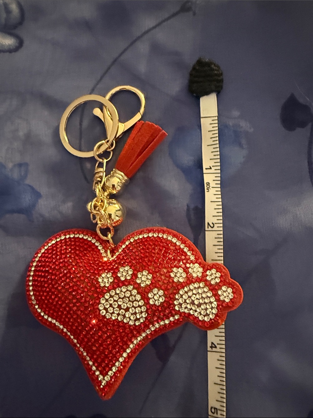 Red Heart Paw Keychain Charm by
